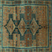 Square Machine Washable Persian Turquoise Traditional Area Rugs, wshtr319turq