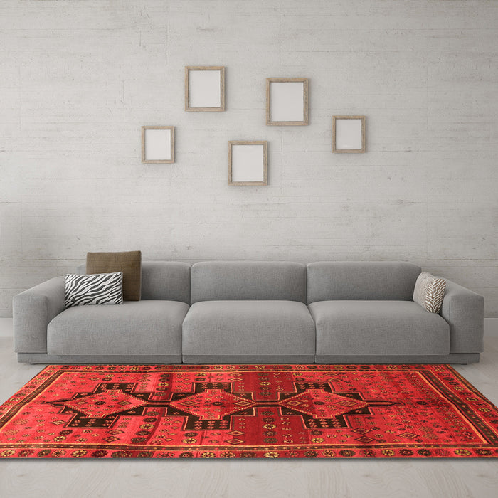 Machine Washable Persian Orange Traditional Area Rugs in a Living Room, wshtr319org