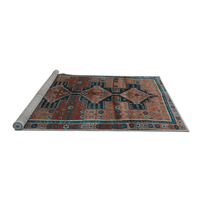 Sideview of Machine Washable Persian Light Blue Traditional Rug, wshtr319lblu
