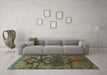 Machine Washable Persian Turquoise Traditional Area Rugs in a Living Room,, wshtr319turq