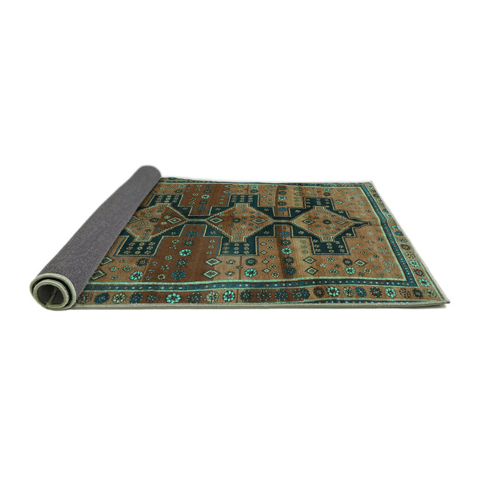 Sideview of Persian Turquoise Traditional Rug, tr319turq