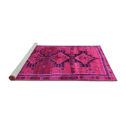 Sideview of Machine Washable Persian Pink Traditional Rug, wshtr319pnk
