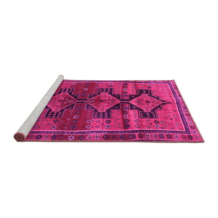Sideview of Machine Washable Persian Pink Traditional Rug, wshtr319pnk