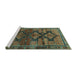 Sideview of Machine Washable Persian Turquoise Traditional Area Rugs, wshtr319turq