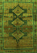 Serging Thickness of Machine Washable Persian Green Traditional Area Rugs, wshtr319grn