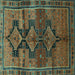 Square Persian Turquoise Traditional Rug, tr319turq