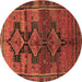 Round Persian Brown Traditional Rug, tr319brn