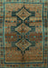 Machine Washable Persian Turquoise Traditional Area Rugs, wshtr319turq