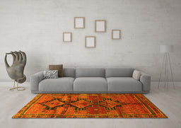 Machine Washable Persian Yellow Traditional Rug in a Living Room, wshtr319yw