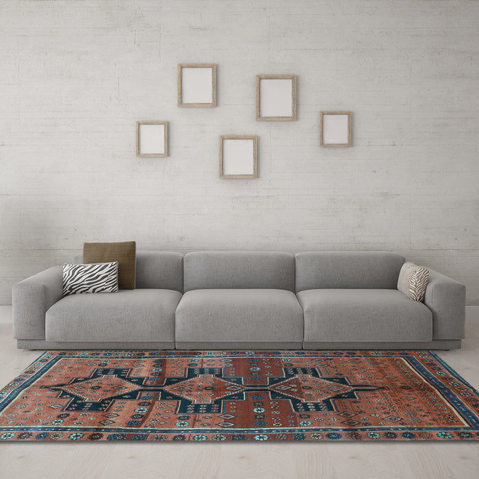 Machine Washable Persian Light Blue Traditional Rug in a Living Room, wshtr319lblu
