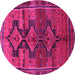 Round Machine Washable Persian Pink Traditional Rug, wshtr319pnk