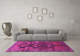 Machine Washable Persian Purple Traditional Area Rugs in a Living Room, wshtr319pur