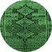 Round Persian Emerald Green Traditional Rug, tr319emgrn
