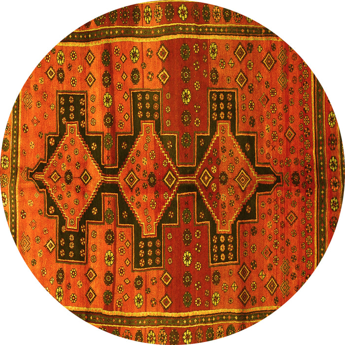 Round Persian Yellow Traditional Rug, tr319yw