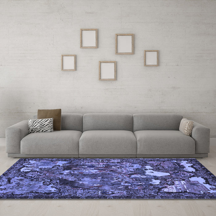 Machine Washable Animal Blue Traditional Rug in a Living Room, wshtr31blu