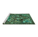 Sideview of Machine Washable Animal Turquoise Traditional Area Rugs, wshtr31turq