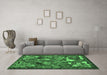 Machine Washable Animal Emerald Green Traditional Area Rugs in a Living Room,, wshtr31emgrn