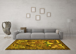 Machine Washable Animal Yellow Traditional Rug in a Living Room, wshtr31yw