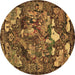 Round Animal Brown Traditional Rug, tr31brn