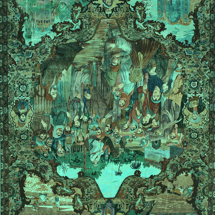 Animal Turquoise Traditional Rug, tr31turq