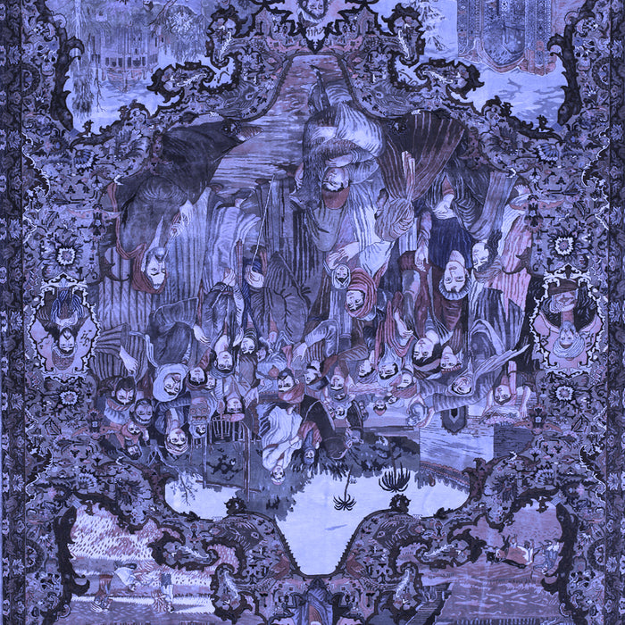 Machine Washable Animal Blue Traditional Rug, wshtr31blu