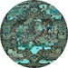 Round Animal Light Blue Traditional Rug, tr31lblu