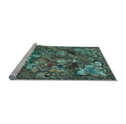 Sideview of Machine Washable Animal Light Blue Traditional Rug, wshtr31lblu