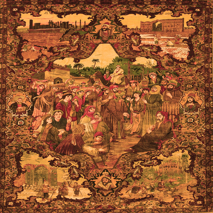 Round Machine Washable Animal Orange Traditional Area Rugs, wshtr31org