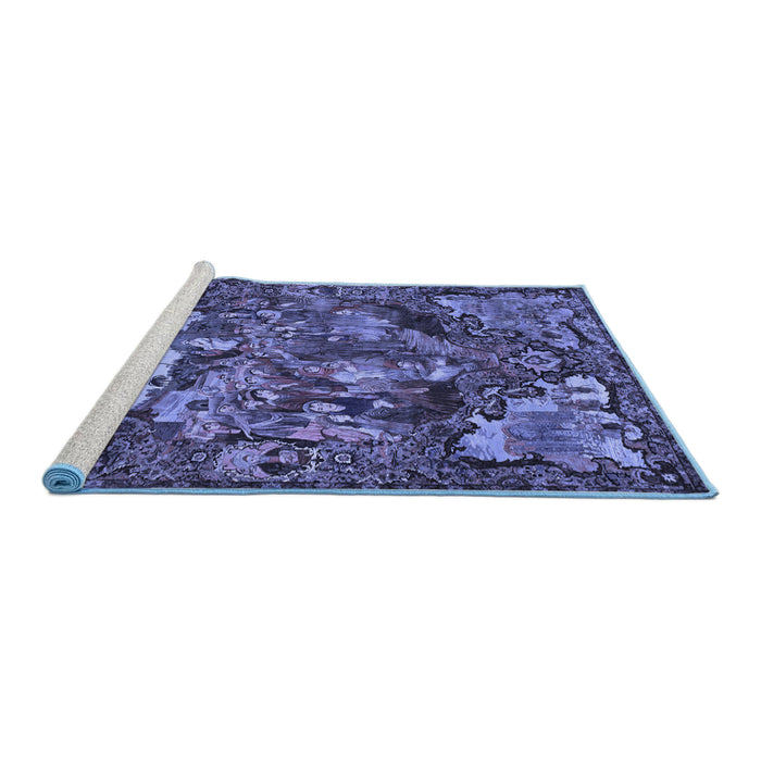 Sideview of Machine Washable Animal Blue Traditional Rug, wshtr31blu