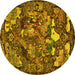 Round Animal Yellow Traditional Rug, tr31yw