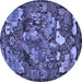 Round Animal Blue Traditional Rug, tr31blu