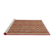 Sideview of Machine Washable Traditional Brown Green Rug, wshtr32