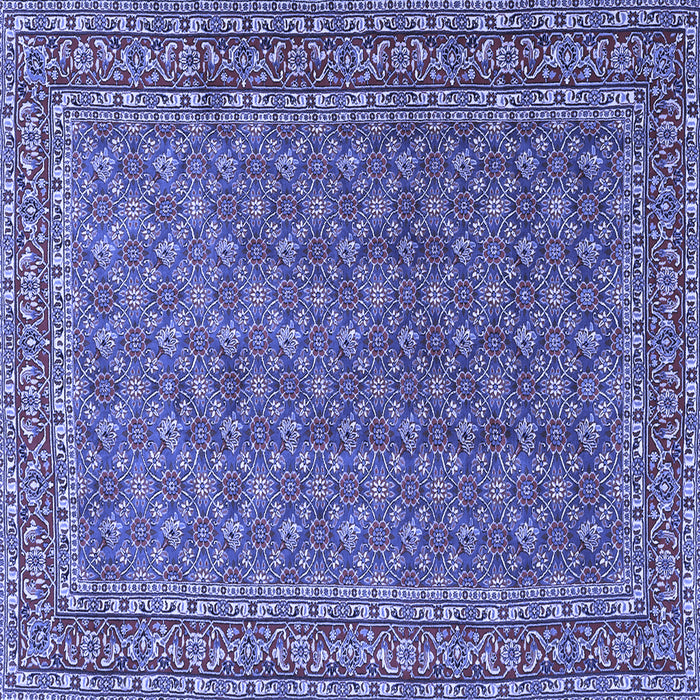 Square Machine Washable Persian Blue Traditional Rug, wshtr3200blu
