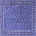 Square Machine Washable Persian Blue Traditional Rug, wshtr3200blu