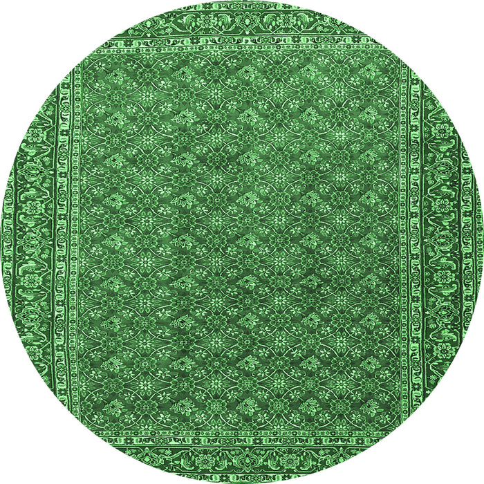 Round Persian Emerald Green Traditional Rug, tr3200emgrn