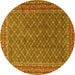 Round Persian Yellow Traditional Rug, tr3200yw