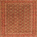 Round Machine Washable Persian Orange Traditional Area Rugs, wshtr3200org