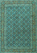 Machine Washable Persian Turquoise Traditional Area Rugs, wshtr3200turq