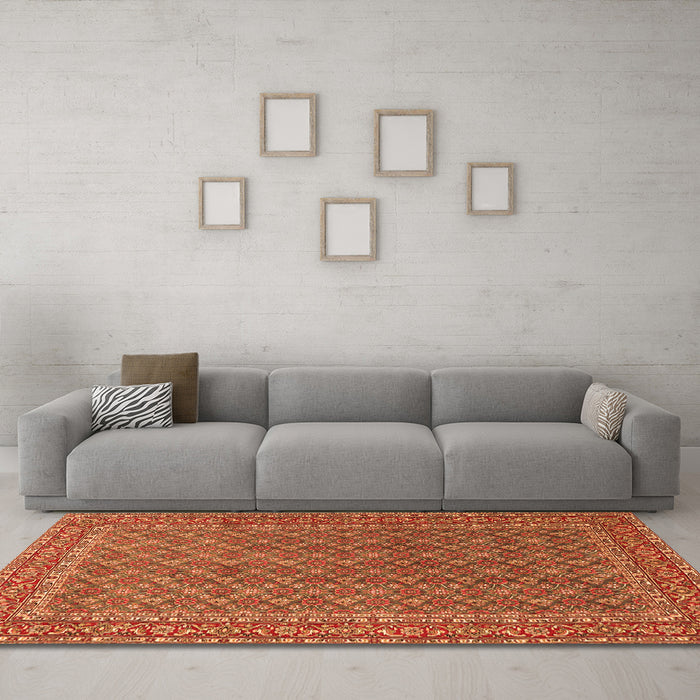 Machine Washable Persian Orange Traditional Area Rugs in a Living Room, wshtr3200org