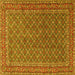 Square Machine Washable Persian Yellow Traditional Rug, wshtr3200yw