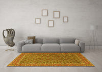 Machine Washable Persian Yellow Traditional Rug, wshtr3200yw