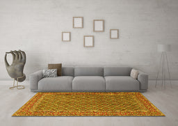 Machine Washable Persian Yellow Traditional Rug in a Living Room, wshtr3200yw