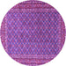 Round Machine Washable Persian Purple Traditional Area Rugs, wshtr3200pur