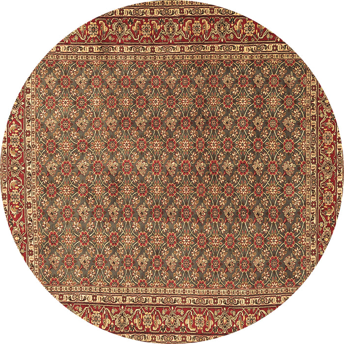 Round Machine Washable Persian Brown Traditional Rug, wshtr3200brn