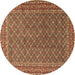 Round Machine Washable Persian Brown Traditional Rug, wshtr3200brn