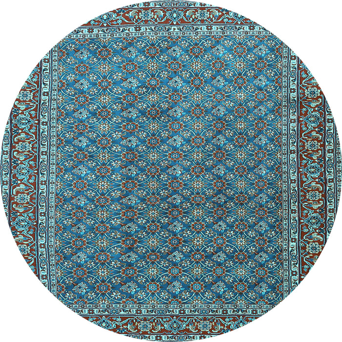 Round Machine Washable Persian Light Blue Traditional Rug, wshtr3200lblu