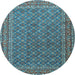 Round Machine Washable Persian Light Blue Traditional Rug, wshtr3200lblu