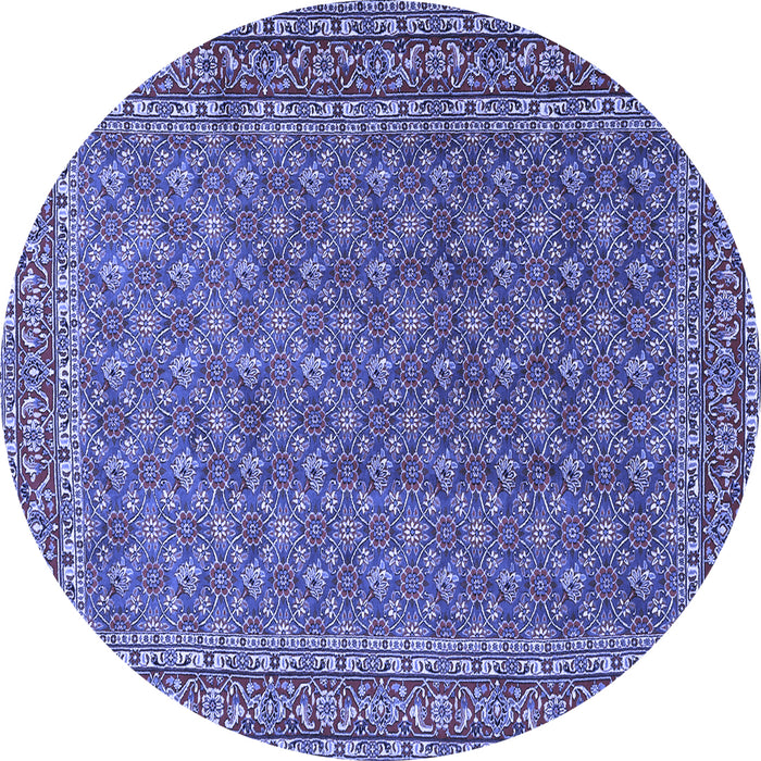 Round Machine Washable Persian Blue Traditional Rug, wshtr3200blu