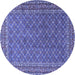 Round Machine Washable Persian Blue Traditional Rug, wshtr3200blu