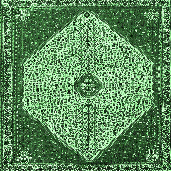 Square Persian Emerald Green Traditional Rug, tr3201emgrn
